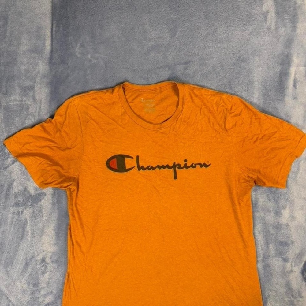 Champion orange t-shirt with black logo men Size xl